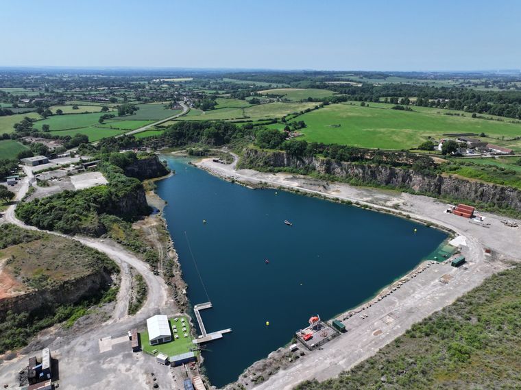 Aerial view of The Lake at Cromhall Quarry